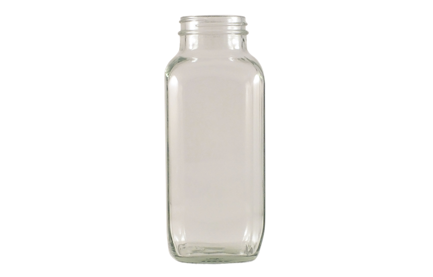 16oz (480ml) Flint (Clear) Glass French Square Bottle - 48-405